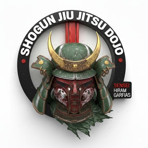 Logotipo institucional del dojo Shogun Jiu Jitsu en Querétaro con estilo samurái.